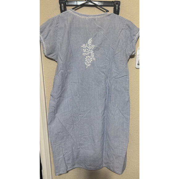 Jayshree Dalal Blue White stripe Peasant Boho Dress Size M Embroidered Cottage M - Picture 8 of 8